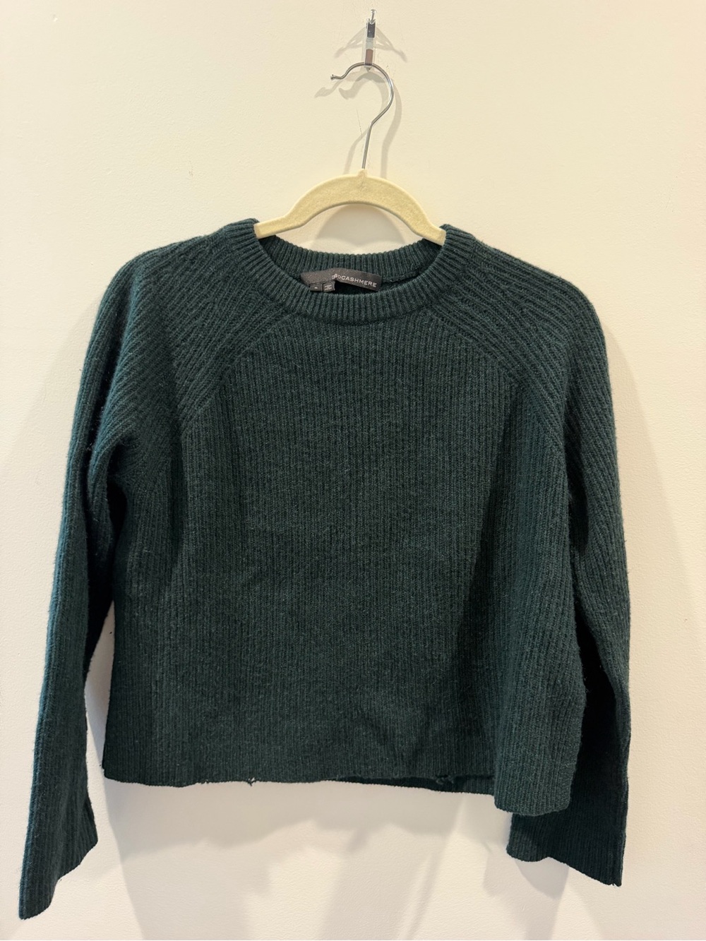 360 Cashmere Dark Green Ribbed Sweater